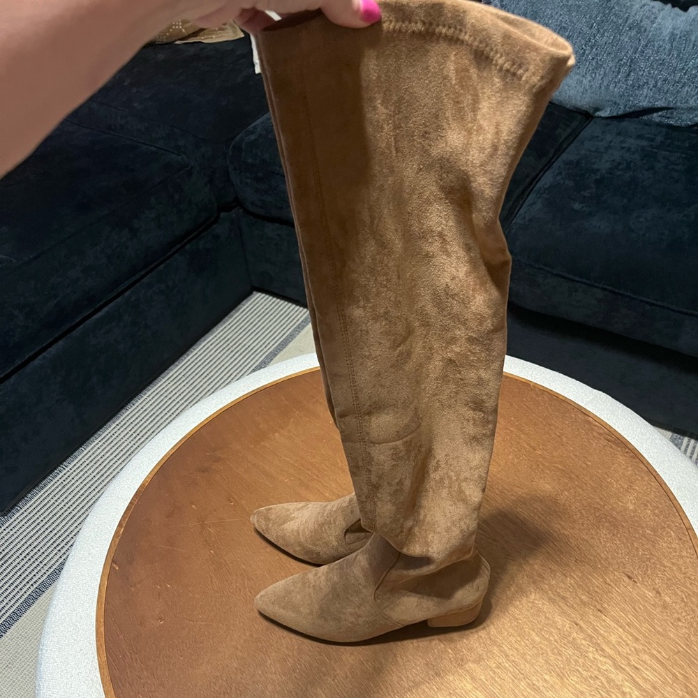 Brown Suede Knee-High Boots - Picture 4 of 8